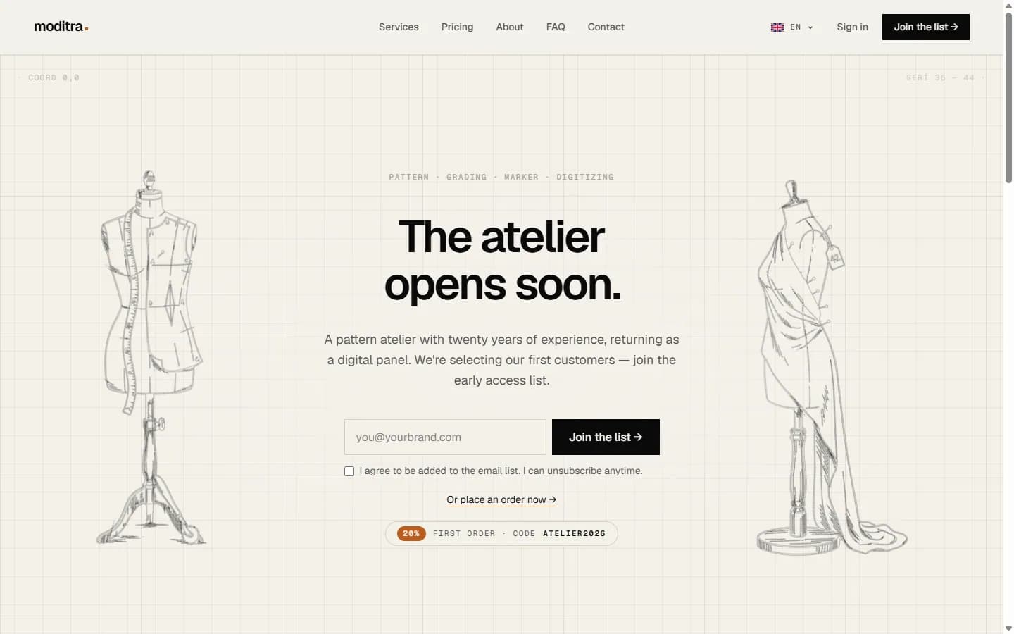 Moditra — B2B Modelist Atelier SaaS